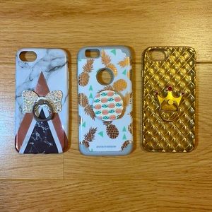 Three iPhone 6/7/8 Cases and Pop-sockets